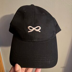 Steve Madden Black Cap with Pink Bow Detail